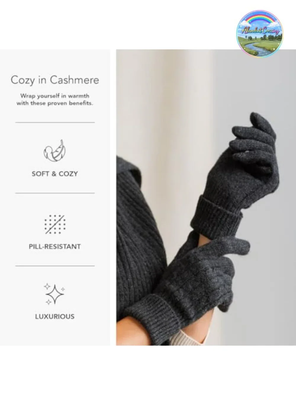 100% Pure Cashmere Cable Knit Women's Gloves - Extended Cuff, One Size